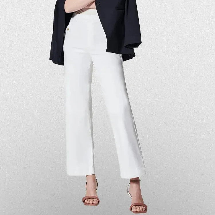Tummy Control Twill Cropped Wide Leg Pant