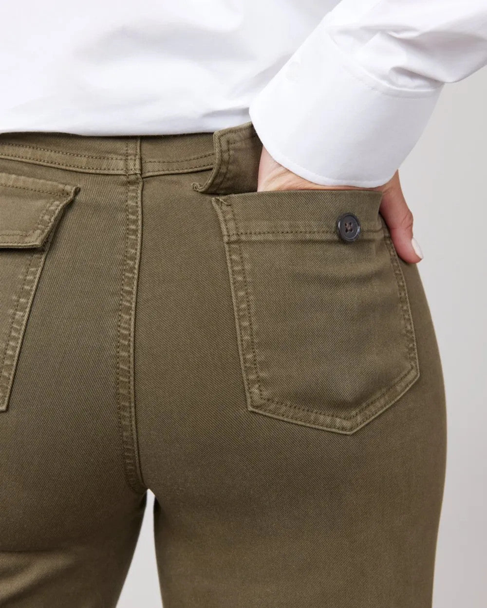 Tummy Control Twill Cropped Wide Leg Pant