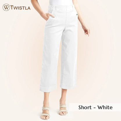 Tummy Control Twill Cropped Wide Leg Pant