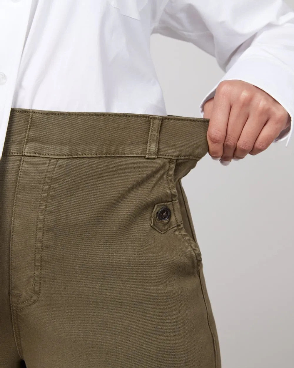 Tummy Control Twill Cropped Wide Leg Pant