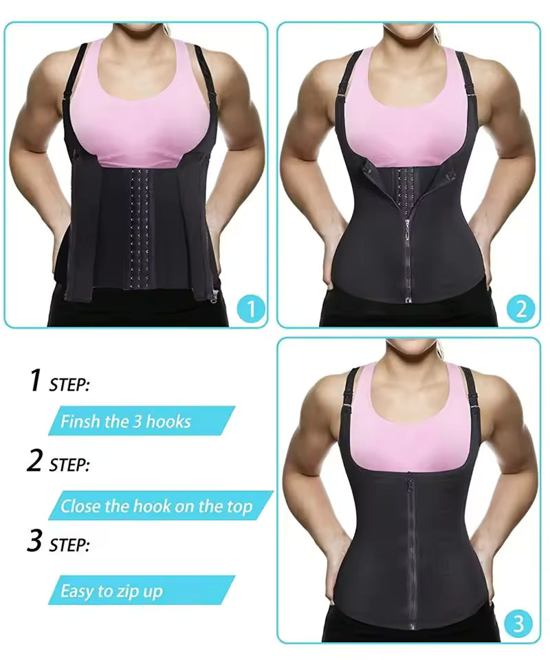 Waist Cincher Tank Top for Women – Zipper Body Shaper & Slimming Sleeveless Top
