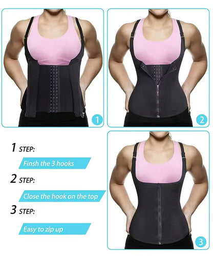 Waist Cincher Tank Top for Women – Zipper Body Shaper & Slimming Sleeveless Top