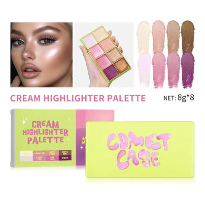 Long-Lasting Curve Case Cream Palette – Matte & Shimmer Eyebrow, Blush, Highlighter