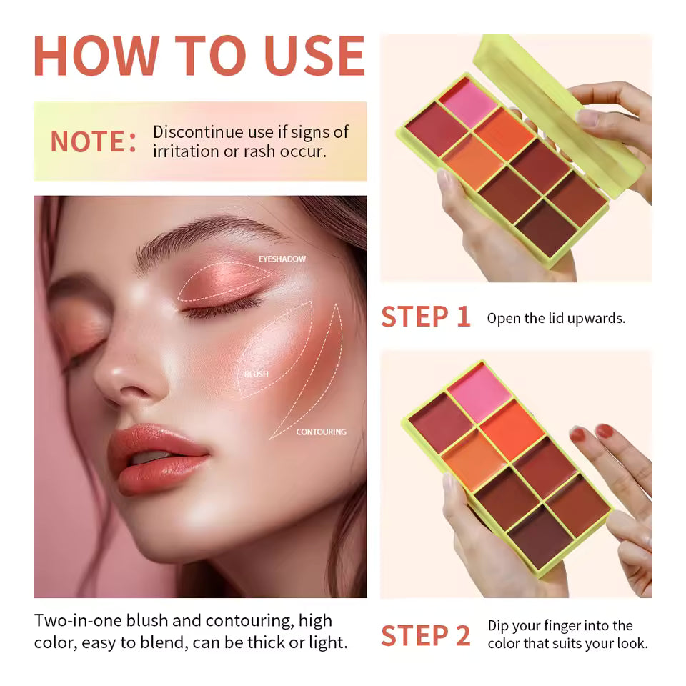 Long-Lasting Curve Case Cream Palette – Matte & Shimmer Eyebrow, Blush, Highlighter