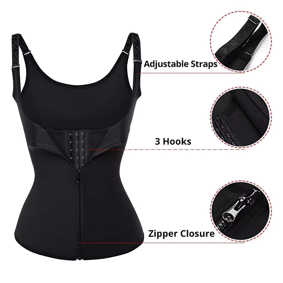 Waist Cincher Tank Top for Women – Zipper Body Shaper & Slimming Sleeveless Top