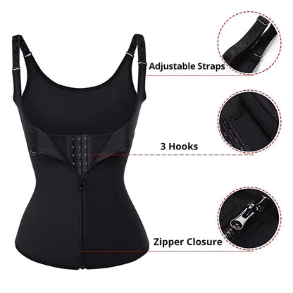 Waist Cincher Tank Top for Women – Zipper Body Shaper & Slimming Sleeveless Top