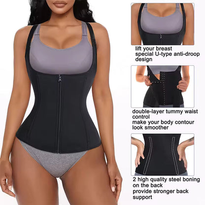 Waist Cincher Tank Top for Women – Zipper Body Shaper & Slimming Sleeveless Top