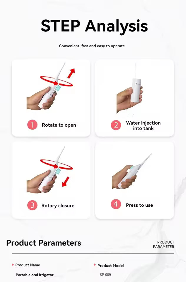 Portable High-Pressure Oral Irrigator – Manual Water Flosser for Teeth Cleaning