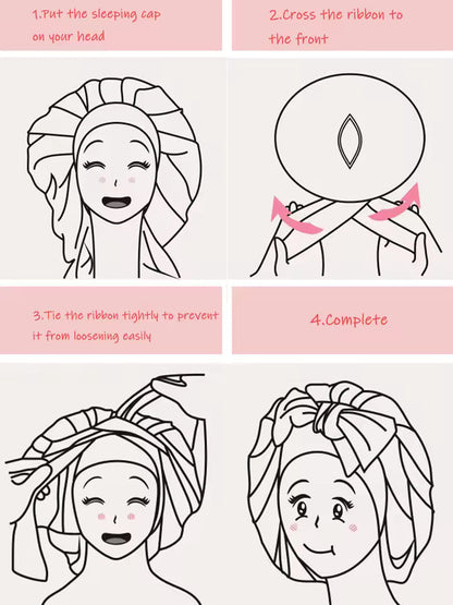 Satin Sleep Cap with Tie Strap – Hair Protection Bonnet