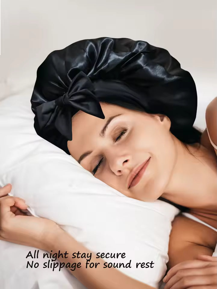 Satin Sleep Cap with Tie Strap – Hair Protection Bonnet