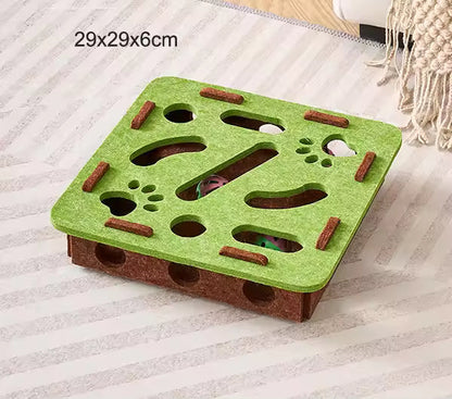 Pet Cat Maze Puzzle Toy – Felt Box with Holes & Bell Ball Set