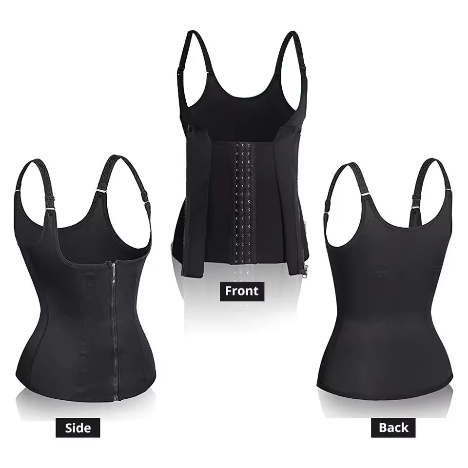 Waist Cincher Tank Top for Women – Zipper Body Shaper & Slimming Sleeveless Top