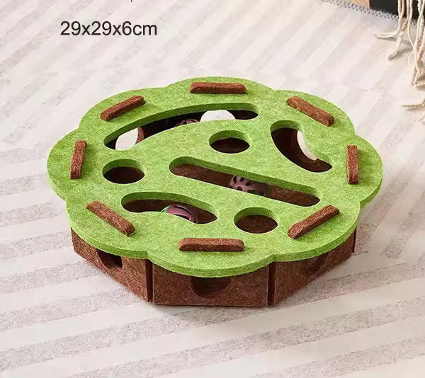 Pet Cat Maze Puzzle Toy – Felt Box with Holes & Bell Ball Set