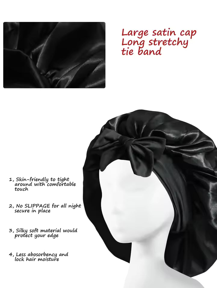 Satin Sleep Cap with Tie Strap – Hair Protection Bonnet